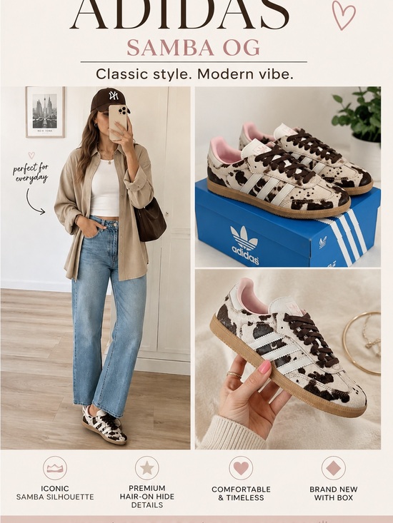 adidas Shoes - Adidas Samba OG Women’s Sneakers - Cow Print size 7